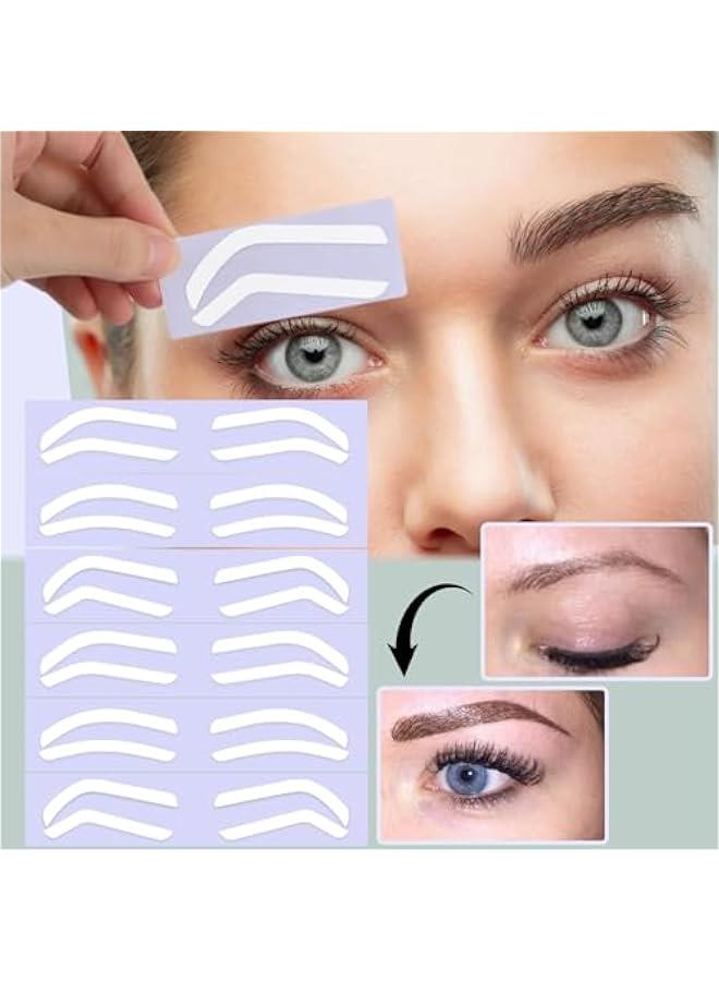 12 Pairs Eyebrow Stencil Stickers, Disposable Airbrush Eyebrow Stencils Shape Tape Brow Mapping Guide Auxiliary Stickers Air Brush Eyebrow Tattoo Template for Tinting Makeup - Image 2