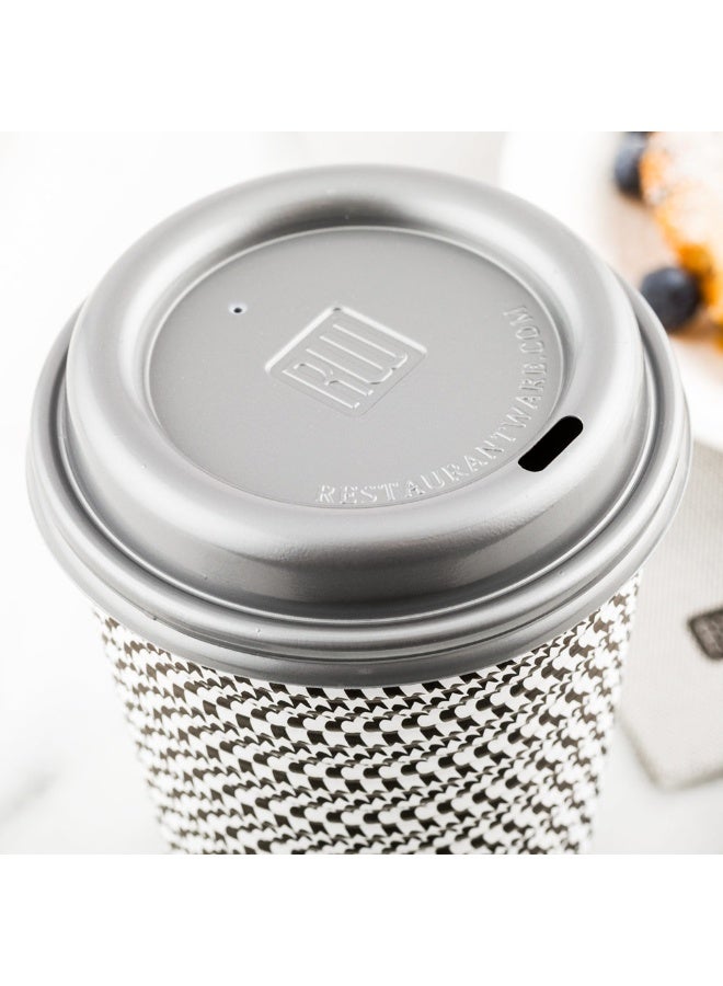 Restaurantware Coffee Cup Lids Only For 8, 12, 16 and 20 oz Cups 500 Pack Of Disposable Pewter Gray Hot Cup Lids Leakproof Plastic Drink Covers Elevated Spout Air Flow Vent For Espresso Beverages  - Image 3