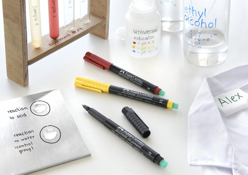 فابير كاستل أقلام ملونة دائمة من Faber-Castell، لون أسود، مقاومة للماء، مجموعة من 10 أقلام - Image 3
