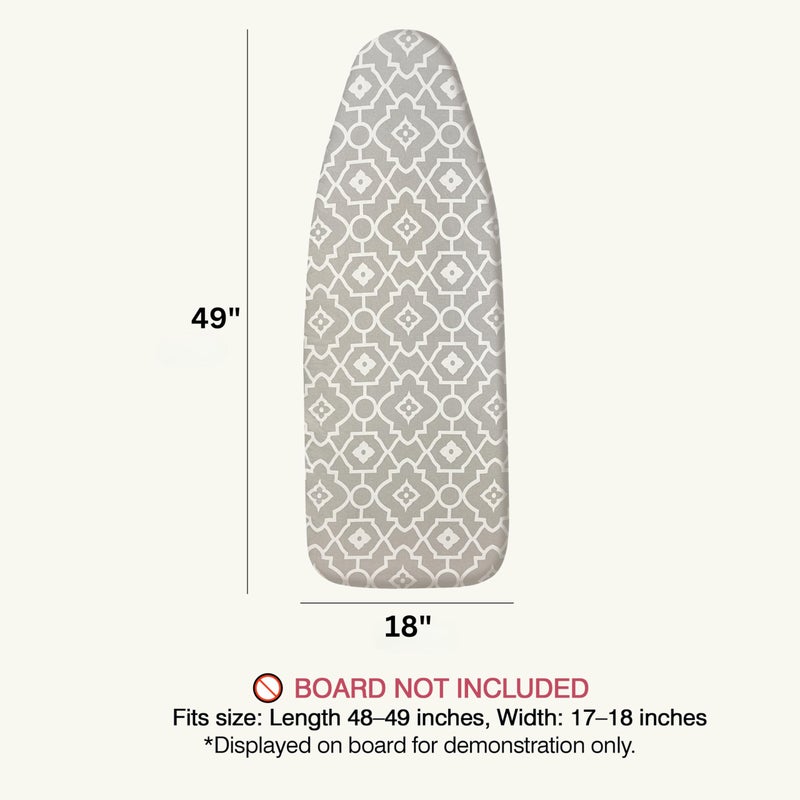 UniSimp Ironing Board Cover and Pad 18"x49" Extra Thick Natural Cotton, Scorch and Stain Resistant Iron Board Cover, Wide Ironing Board Cover with Fasteners Heavy Duty Heatproof Elastic Edge Geometric - Image 4