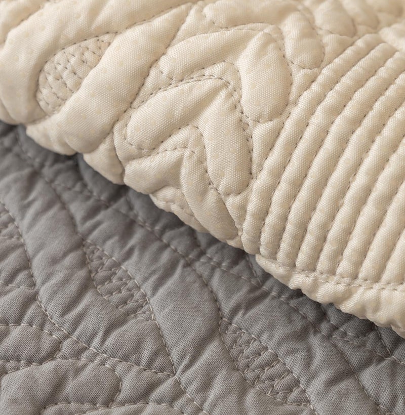 House of Quirk Sofa Covers Cotton Quilted Fabric 1/2/3/4 Seater Sofa Cover Corner Sofas Slipcovers Anti-Slip Stretch Seat Pad from Pets Replacement Protector (2 pc Armrest Grey, 50x70cm) - Image 5