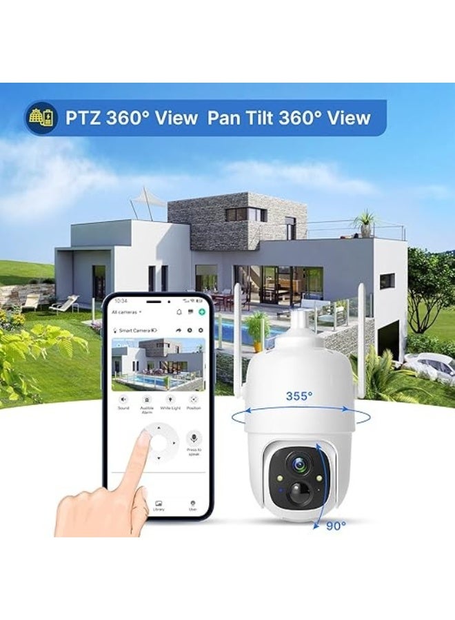 Wireless Outdoor Security Camera with Solar Charging for Home and Property Protection, 360° Viewing, Two-Way Audio and Rechargeable Battery - Image 4