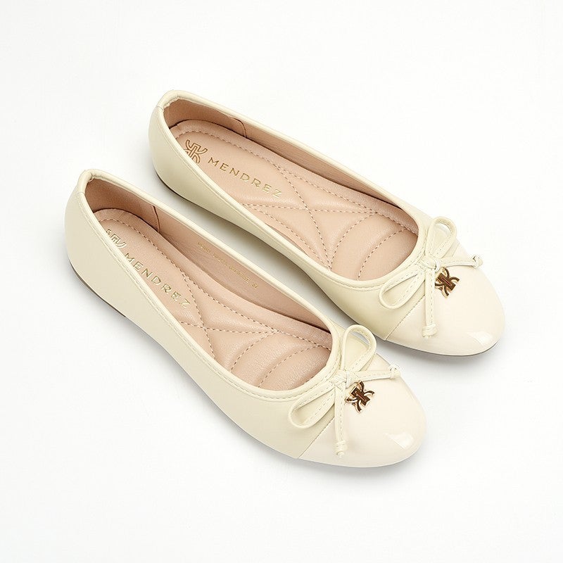 Women's Flat Ballerina Shoes with Bow Patent Leather Round Toe - Image 5