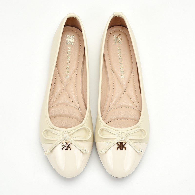 Women's Flat Ballerina Shoes with Bow Patent Leather Round Toe - Image 4