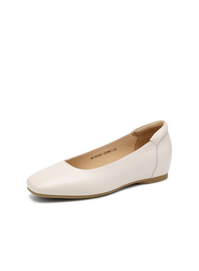 Satchi Women's Soft Cowhide Professional Flats Spring New Small Wedge Heel Comfortable Casual Mom Shoes