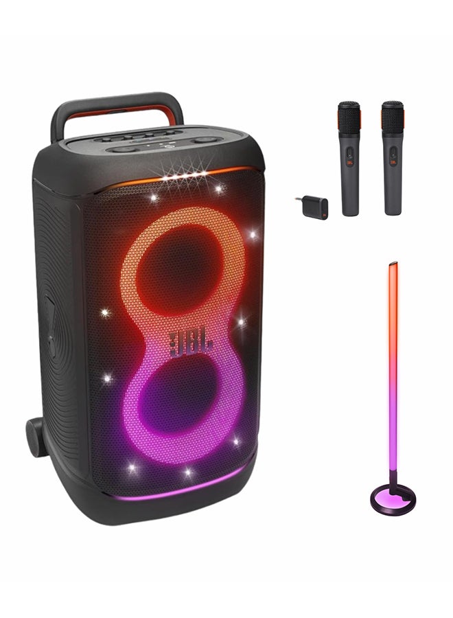 PartyBox 520 Combo with Light Stick & Wireless Mics – All-in-One Party Sound System for Music, Singing, and Lighting – Perfect for Celebrations, Events, and Outdoor Gatherings JBLPARTYBOX520EU+JBLPLSTICK+JBLPBWIRELESSMIC Black