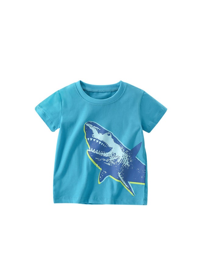 Malwee Boys Round Neck Shirt Summer New European And American Children's Casual Short Sleeve Children's T-shirt Top - Image 1