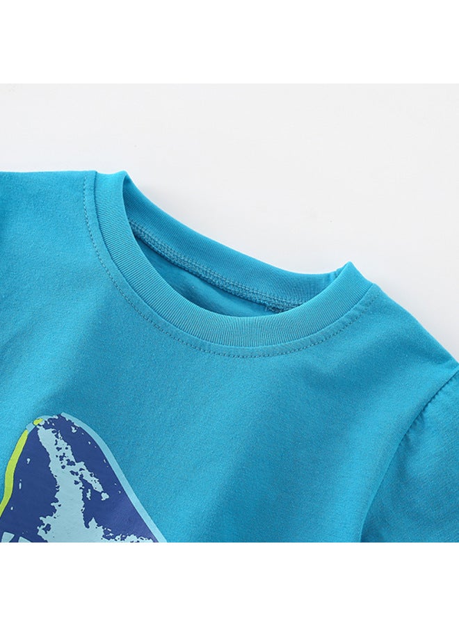 Malwee Boys Round Neck Shirt Summer New European And American Children's Casual Short Sleeve Children's T-shirt Top - Image 2