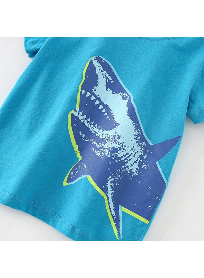 Malwee Boys Round Neck Shirt Summer New European And American Children's Casual Short Sleeve Children's T-shirt Top - Image 3