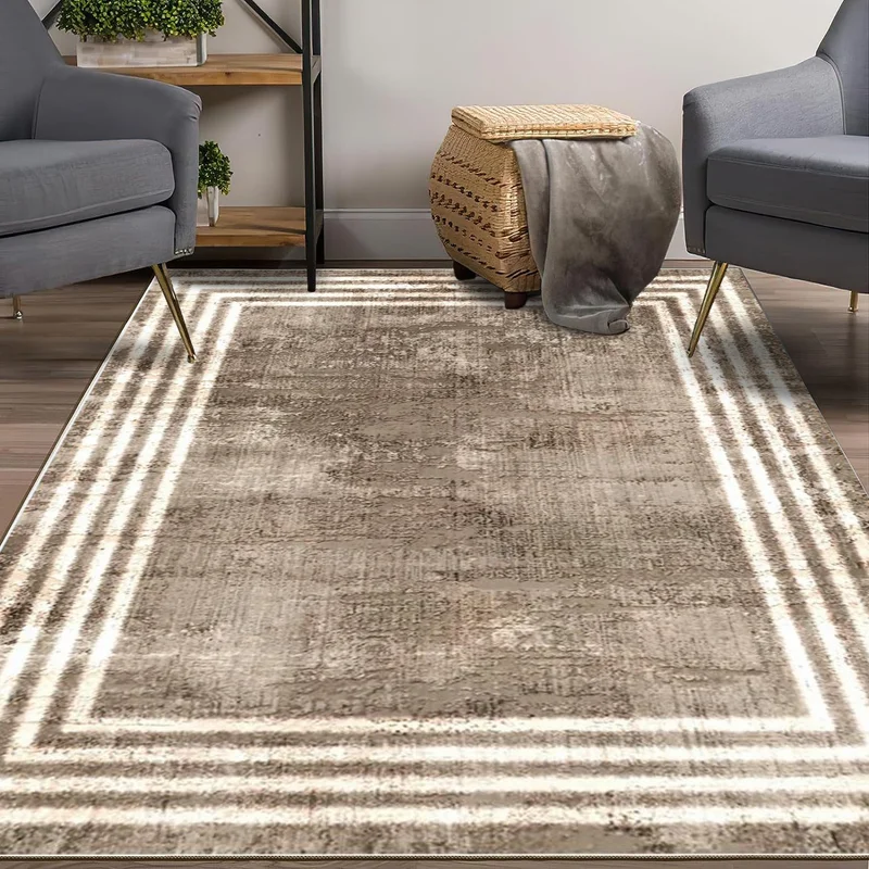 Faiend Washable Carpet Kitchen Non-Slip Dod Base Stain-Proof Home Carpet Brown