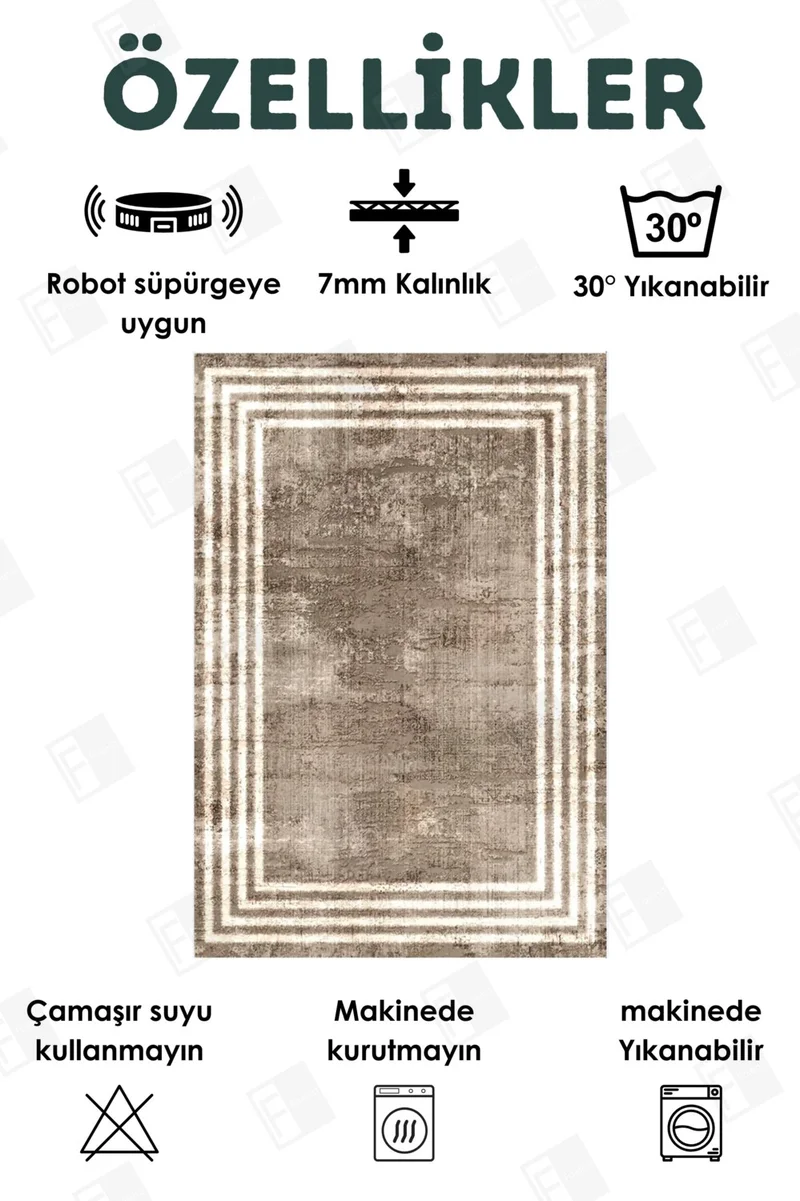 Faiend Washable Carpet Kitchen Non-Slip Dod Base Stain-Proof Home Carpet Brown