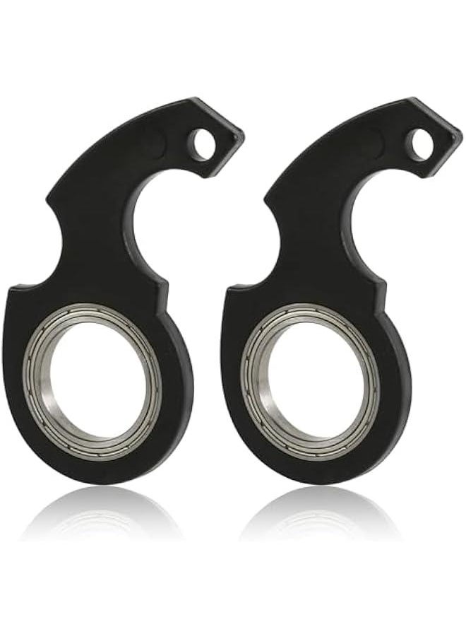 Arabest 2pcs Keychain Spinner Fidget Toy, Portable Key Ring Spinner Metal Finger Spinning Key Chain Funny Key Holder Toys for Adult Men Women Kids (Black)  - Image 1