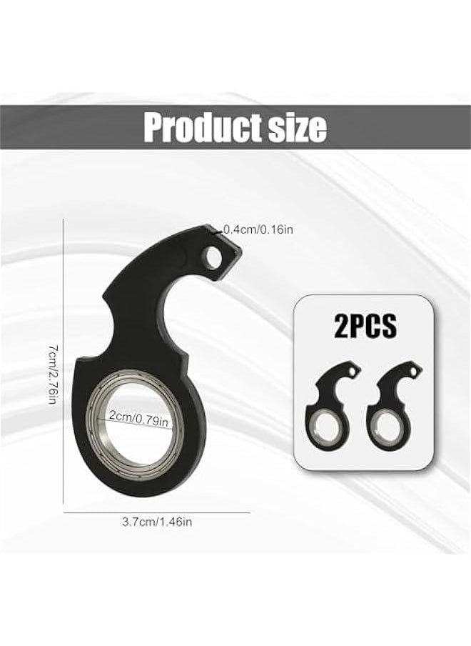 Arabest 2pcs Keychain Spinner Fidget Toy, Portable Key Ring Spinner Metal Finger Spinning Key Chain Funny Key Holder Toys for Adult Men Women Kids (Black)  - Image 2