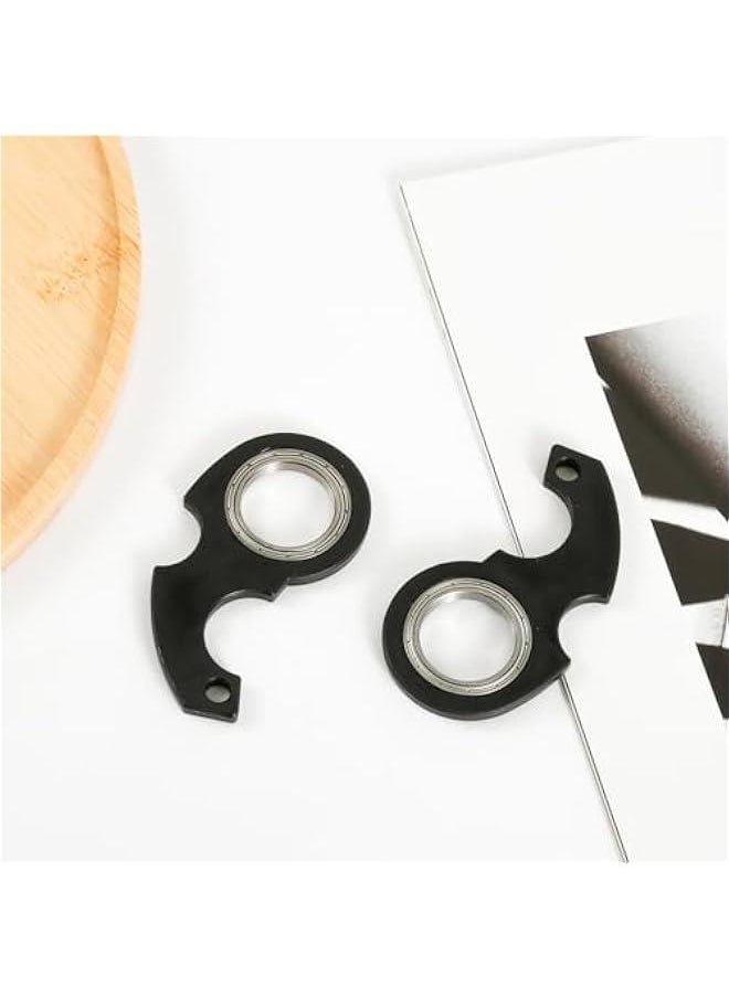 Arabest 2pcs Keychain Spinner Fidget Toy, Portable Key Ring Spinner Metal Finger Spinning Key Chain Funny Key Holder Toys for Adult Men Women Kids (Black)  - Image 3