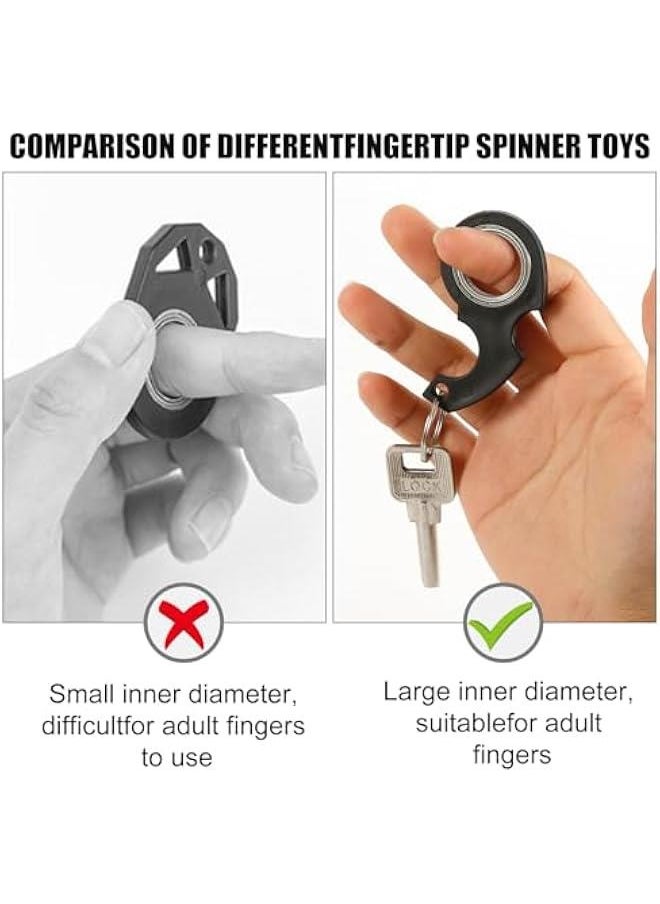 Arabest 2pcs Keychain Spinner Fidget Toy, Portable Key Ring Spinner Metal Finger Spinning Key Chain Funny Key Holder Toys for Adult Men Women Kids (Black)  - Image 4