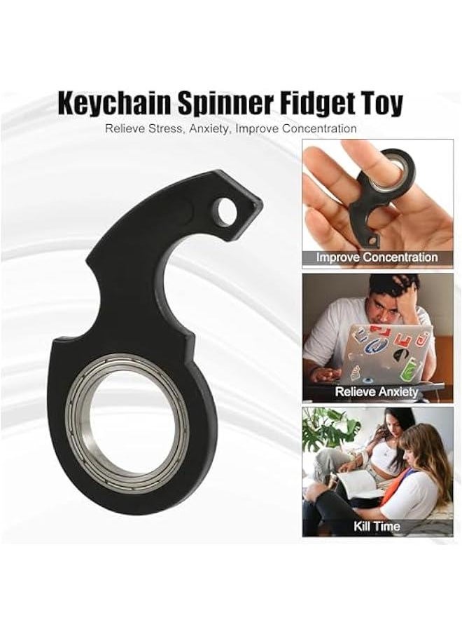 Arabest 2pcs Keychain Spinner Fidget Toy, Portable Key Ring Spinner Metal Finger Spinning Key Chain Funny Key Holder Toys for Adult Men Women Kids (Black)  - Image 5