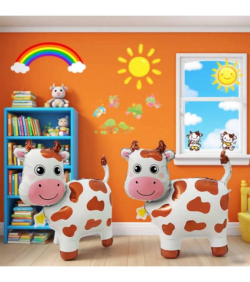 2Pcs Brown Three Dimensional Standing Cartoon Cow Balloons Birthday Party Decorations For Indoor Outdoor Gatherings Cartoon Animal Themed Decor - Image 5