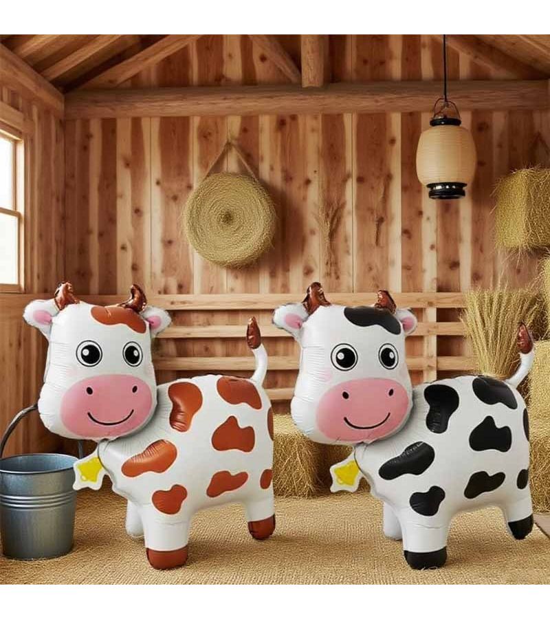 2Pcs Brown Three Dimensional Standing Cartoon Cow Balloons Birthday Party Decorations For Indoor Outdoor Gatherings Cartoon Animal Themed Decor - Image 2