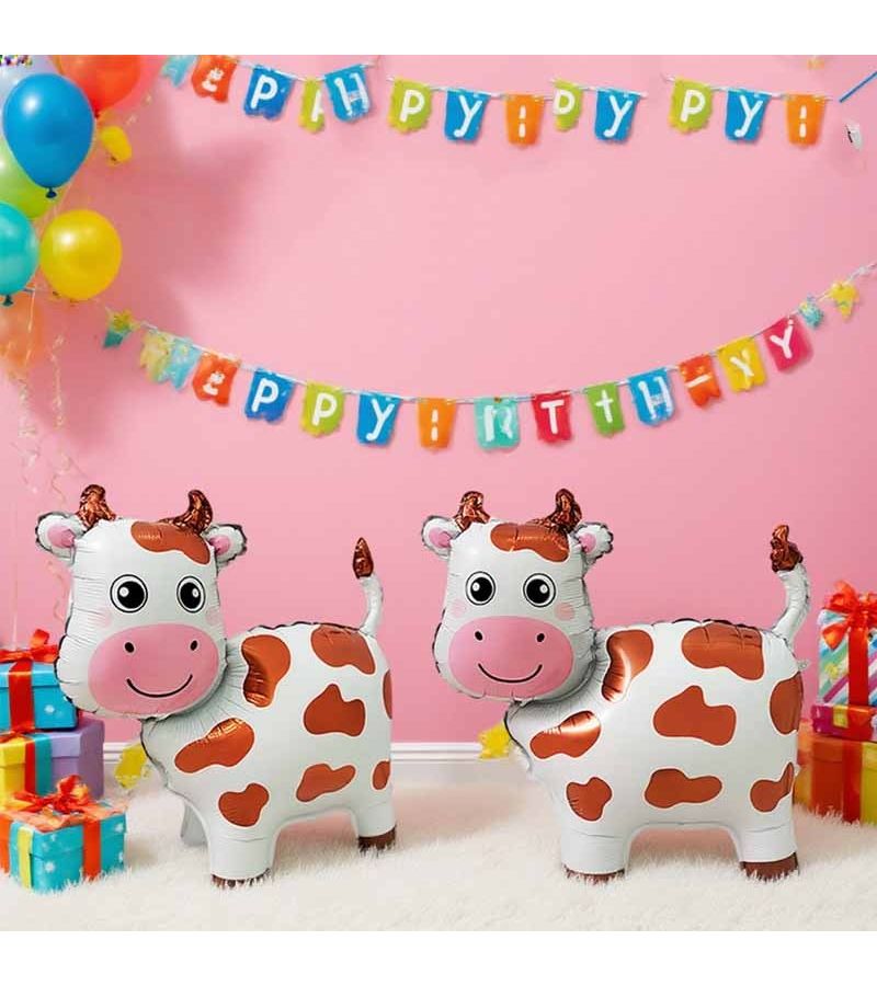 2Pcs Brown Three Dimensional Standing Cartoon Cow Balloons Birthday Party Decorations For Indoor Outdoor Gatherings Cartoon Animal Themed Decor - Image 4