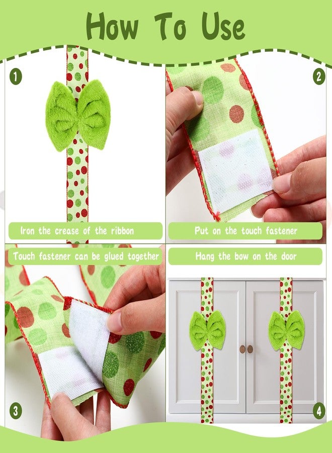 Canlierr 8 Set Christmas Cabinet Bows Green Furry Christmas Cabinet Ribbons Hanging Decoration Fur Xmas Door Bows for Home Kitchen Xmas Holiday Party Supplies - Image 2