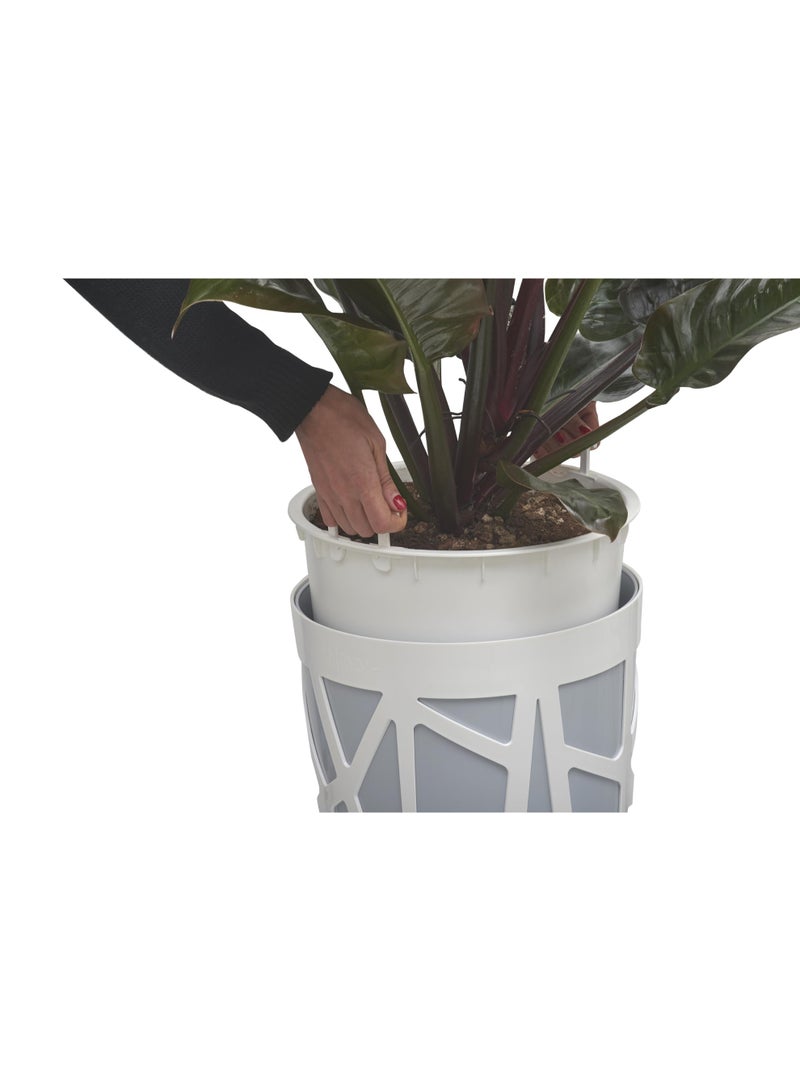 أيدل وعاء زهور بلاستيكي مزخرف مقوس 55 سم - وعاء دائري للزراعة الداخلية والخارجية للبالكون، وتوب الطاولة والحديقة - وعاء نباتي زخرفي متعدد الألوان - مصنوع في إيطاليا - من إيديل - Image 4