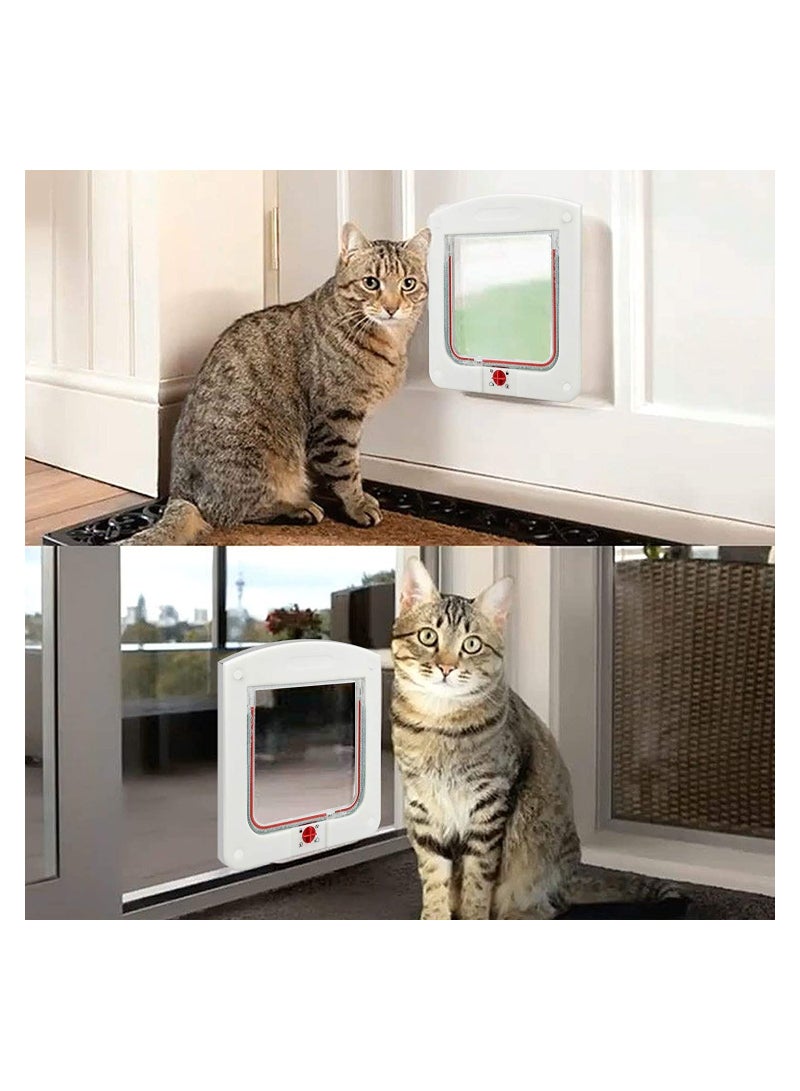 SYOSI Pet Door, 4 Way Locking Classic Cat Flap Easy Install, Durable for Cats - Tunnel Included, White, 20 x 22cm - Image 5