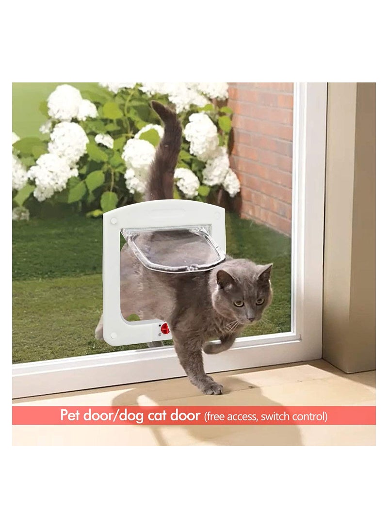SYOSI Pet Door, 4 Way Locking Classic Cat Flap Easy Install, Durable for Cats - Tunnel Included, White, 20 x 22cm - Image 4