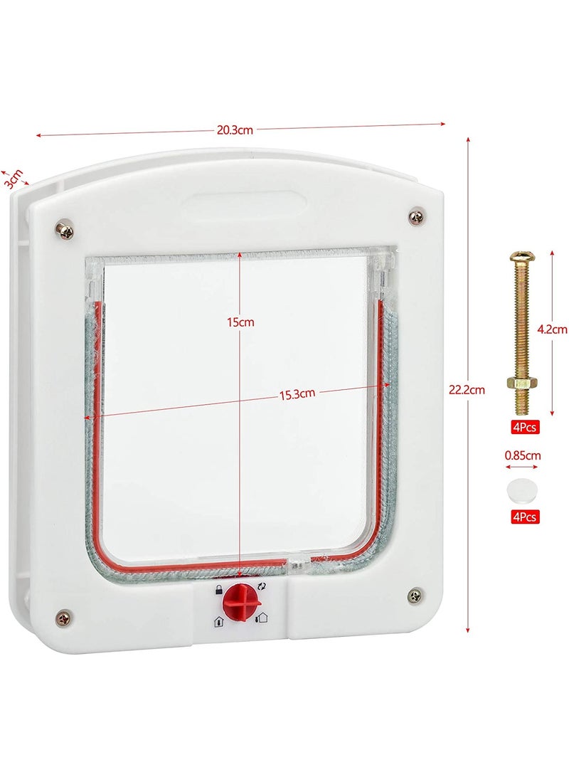 SYOSI Pet Door, 4 Way Locking Classic Cat Flap Easy Install, Durable for Cats - Tunnel Included, White, 20 x 22cm - Image 2