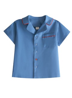 Mater&ME Mater&ME Summer Suit for Kids, Blue, 100% Cotton Poplin, Soft, Breathable, Lightweight, Cooling Fabric, Gentle on Skin, Timeless Comfortable Design  - Image 1