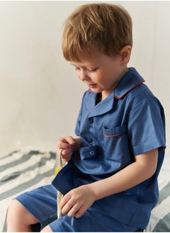 Mater&ME Mater&ME Summer Suit for Kids, Blue, 100% Cotton Poplin, Soft, Breathable, Lightweight, Cooling Fabric, Gentle on Skin, Timeless Comfortable Design  - Image 3