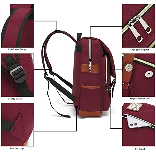 UGRACE Slim Business Laptop Backpack Casual Daypacks College Shoulder Bag for Men Women, Tear Resistant Unique Travelling Backpack Fits up to 15.6 Inch Laptop in Red - Image 5