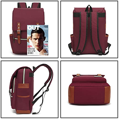UGRACE Slim Business Laptop Backpack Casual Daypacks College Shoulder Bag for Men Women, Tear Resistant Unique Travelling Backpack Fits up to 15.6 Inch Laptop in Red - Image 4