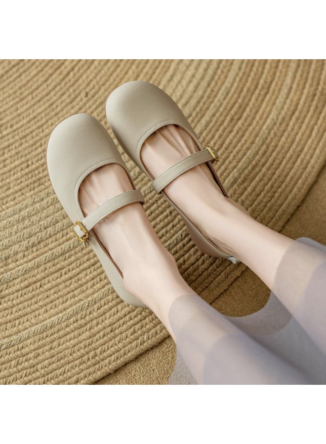 YEARCON أحذية ماري جين 2025 ربيع وخريف جديدة ريترو خفيفة الوزن بكعب منخفض نعل ناعم بكلة للنساء - Image 3