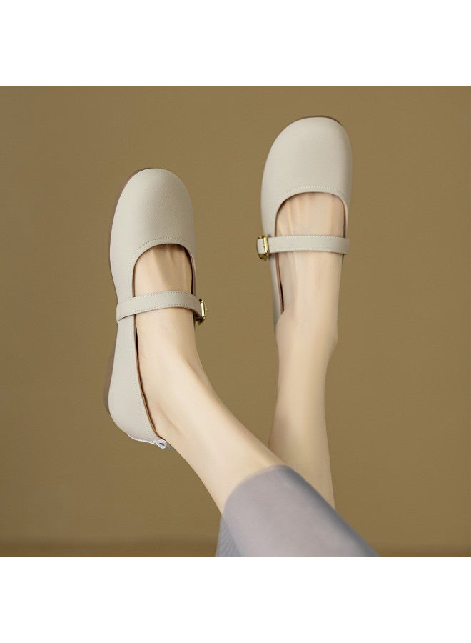 YEARCON أحذية ماري جين 2025 ربيع وخريف جديدة ريترو خفيفة الوزن بكعب منخفض نعل ناعم بكلة للنساء - Image 2