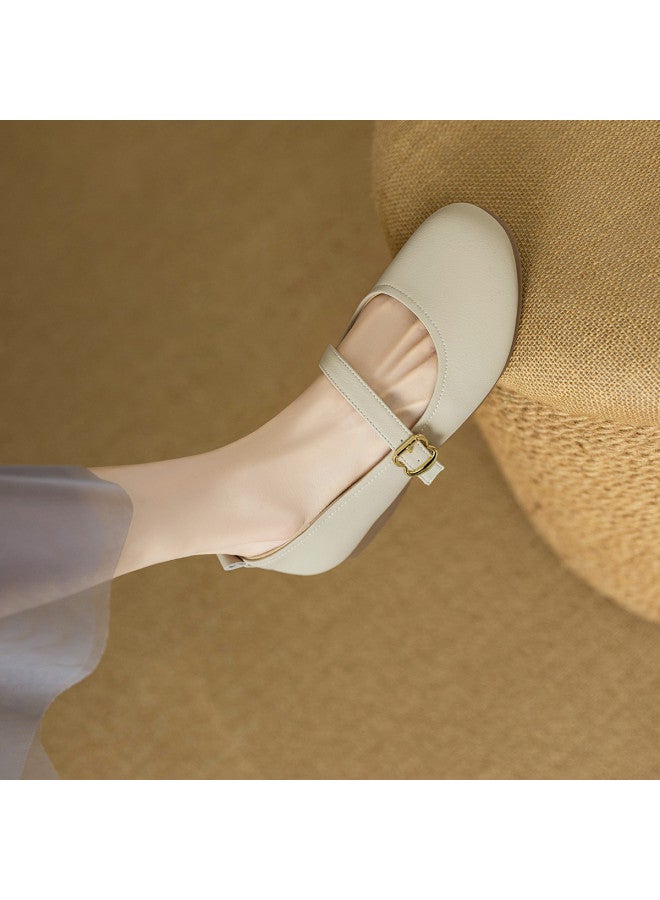 YEARCON أحذية ماري جين 2025 ربيع وخريف جديدة ريترو خفيفة الوزن بكعب منخفض نعل ناعم بكلة للنساء - Image 5