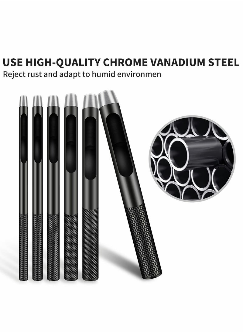 Excefore - Leather Hole Punch, 6 Pcs Round Hollow Punch Set, Industrial Grade Black Punch - Image 1