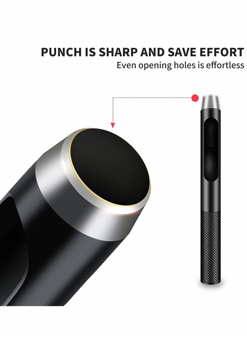 Excefore - Leather Hole Punch, 6 Pcs Round Hollow Punch Set, Industrial Grade Black Punch - Image 1