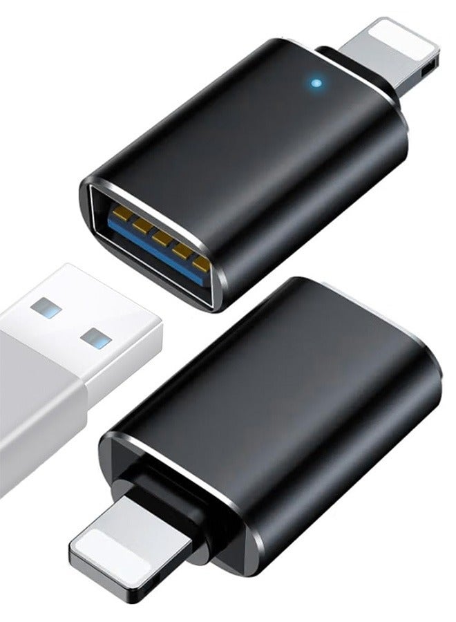 Tersely 2-Pack Lightning to USB 2.0 OTG Adapter with LED Indicator, Plug & Play for iPhone 17/16/15/14/13/12/SE, iPad Pro/Air/Mini - Supports Card Reader, USB Drive, Keyboard, Mouse, Hubs, MIDI - Image 1