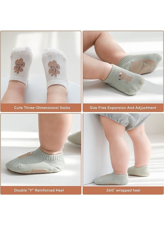 HS Toddler Baby Non Slip Socks Infant Newborn Antiskid Socks With Grips Anti-Slip Unisex Ankle Socks For Infant, Baby And Toddler Socks -3 Pairs  - Image 5