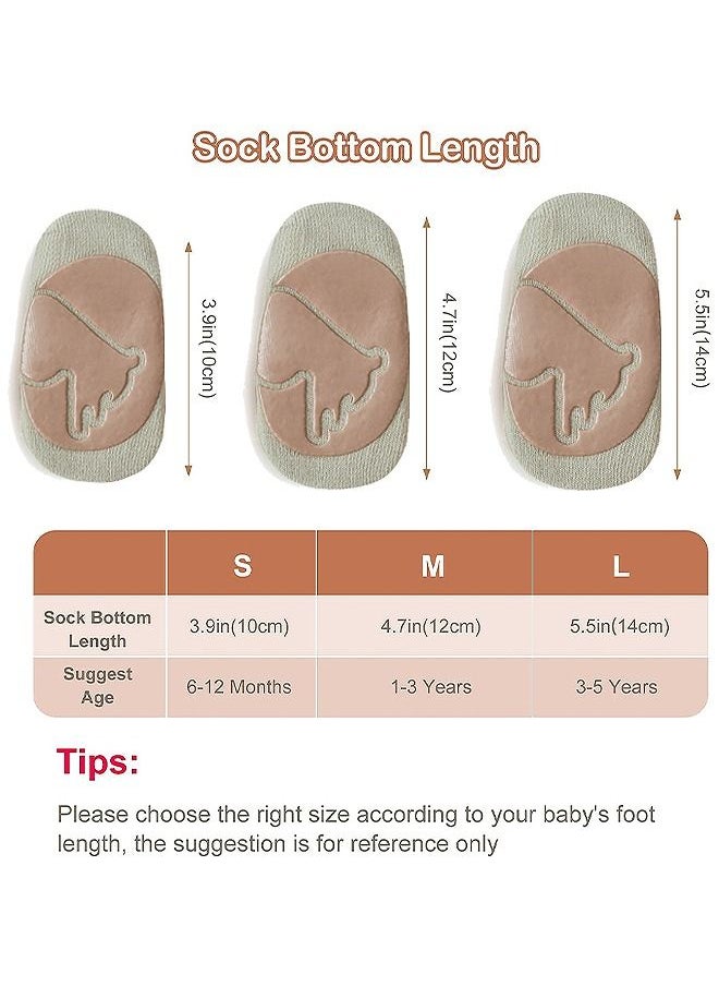 HS Toddler Baby Non Slip Socks Infant Newborn Antiskid Socks With Grips Anti-Slip Unisex Ankle Socks For Infant, Baby And Toddler Socks -3 Pairs  - Image 4