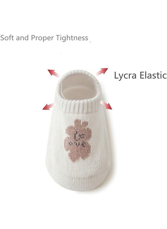 HS Toddler Baby Non Slip Socks Infant Newborn Antiskid Socks With Grips Anti-Slip Unisex Ankle Socks For Infant, Baby And Toddler Socks -3 Pairs  - Image 2
