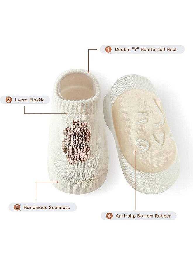 HS Toddler Baby Non Slip Socks Infant Newborn Antiskid Socks With Grips Anti-Slip Unisex Ankle Socks For Infant, Baby And Toddler Socks -3 Pairs  - Image 3