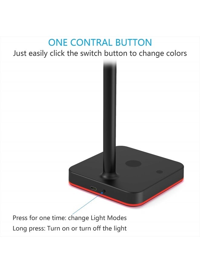 KAFRI RGB Headphone Stand with Wireless Charger Desk Gaming Headset Holder Hanger Rack with 10W/7.5W Fast Charge QI Wireless Charging Pad - Suitable for Gamer Desktop Table Game Earphone Accessories - Image 5