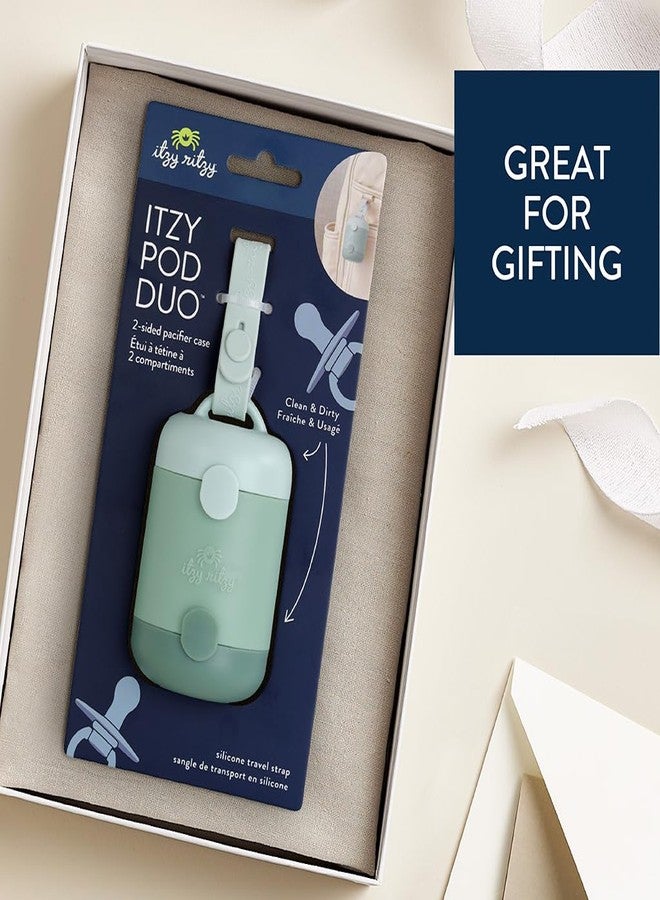 Itzy Ritzy Pacifier Holder - Dual-Sided Pacifier Case with Strap to Keep Clean & Dirty Pacifiers Separate, Paci Holder for Diaper Bag & Stroller (Pacifiers Not Included), Sage - Image 5