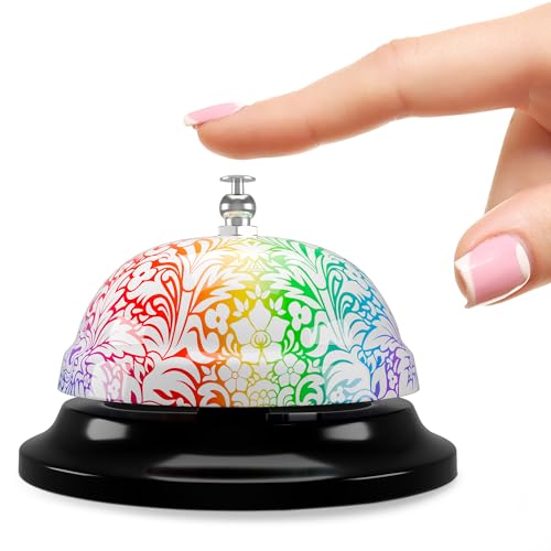 LAGARTO Desk Bell for Service – Floral Design Classroom Bell for Teachers, Stainless Steel 3.35 x 2.56 with Non-Slip Base & Clear Sound, Easy to Clean – Desk Bells for Classroom, Hotels, Stores & Offices - Image 1