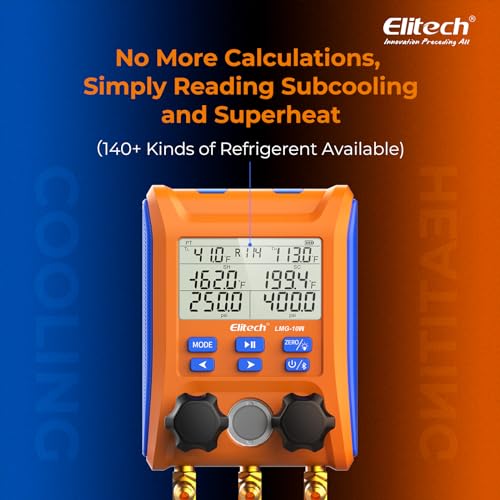 Elitech Wireless Digital Manifold Gauge Set Data Logging Refrigerant HVAC Gauges with Hoses, Temperature Clamps, LMG-10W - Image 5