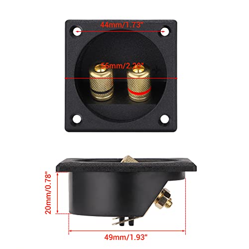 Facmogu 2PCS 2.2 Inch Square 2-Way Speaker Box Terminal Cup with Banana Plugs, Screw Type Binding Post Subwoofer Box Speaker Terminal Plates for DIY Home Car Stereo Subwoofer - Image 2