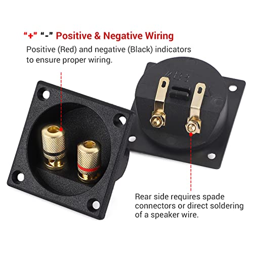 Facmogu 2PCS 2.2 Inch Square 2-Way Speaker Box Terminal Cup with Banana Plugs, Screw Type Binding Post Subwoofer Box Speaker Terminal Plates for DIY Home Car Stereo Subwoofer - Image 3