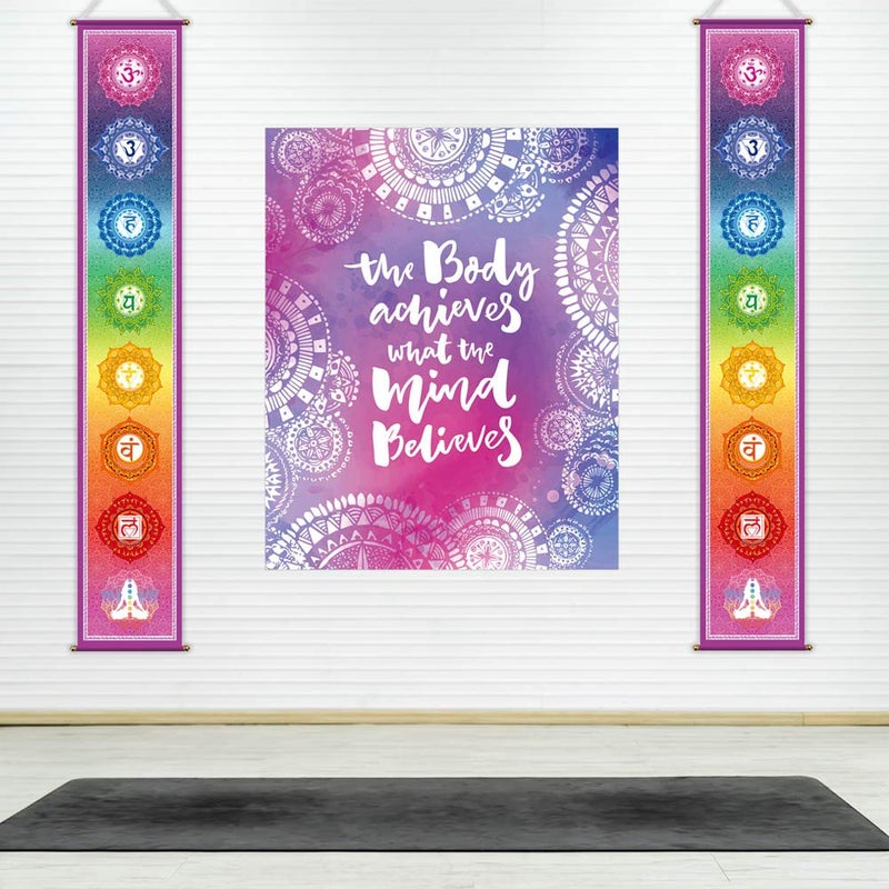 Funnytree 12"x71" Large Yoga Tapestry Meditation Studio Room 7 Chakra Mandala Hanging Banner Wall Poster Door Decor Porch Sign Indoor Outdoor Durable Fabric - Image 4