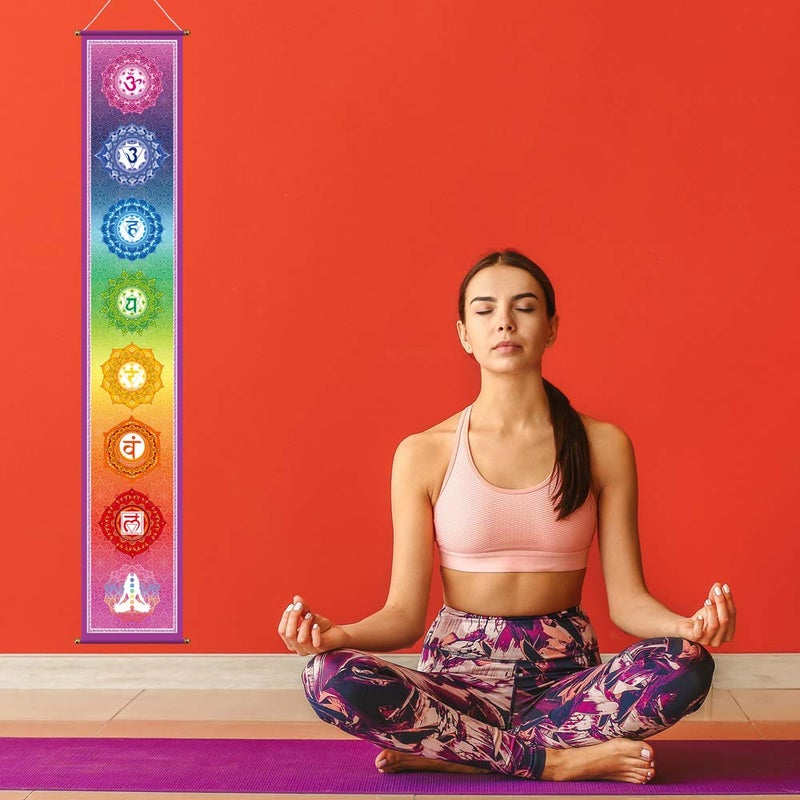 Funnytree 12"x71" Large Yoga Tapestry Meditation Studio Room 7 Chakra Mandala Hanging Banner Wall Poster Door Decor Porch Sign Indoor Outdoor Durable Fabric - Image 3